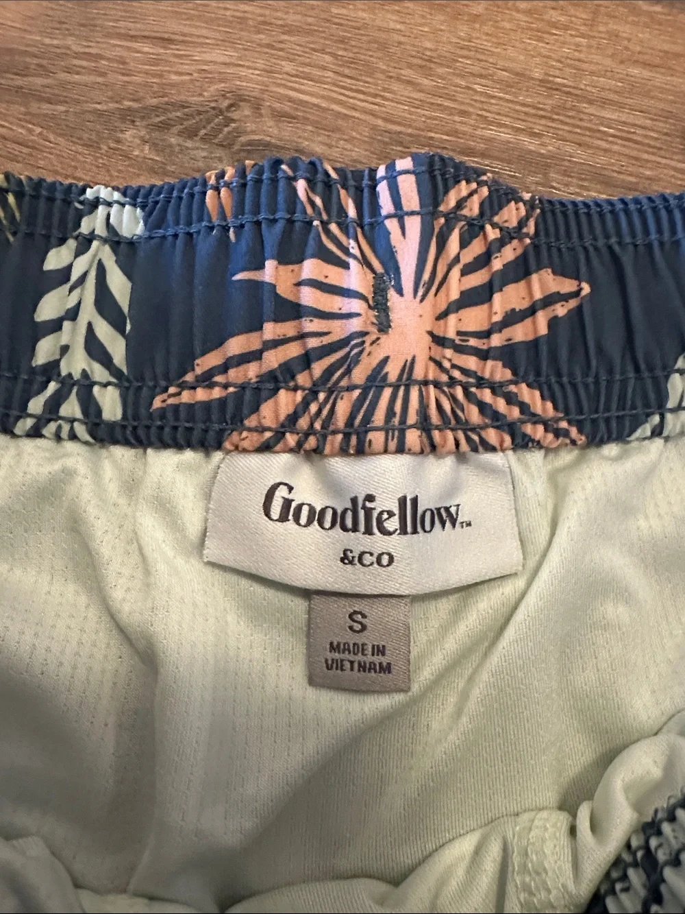Goodfellow & Co Navy Swim Shorts with Peach Floral Print
